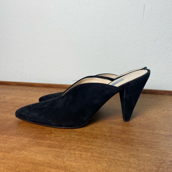 Prada Black Suede Mules Size 39 - Picture 6 of 14